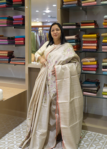 Tussar Saree -Chiku shade Search code 6004