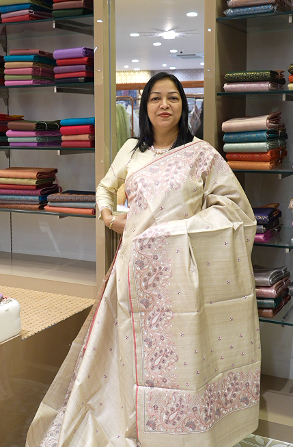 Tussar Saree -Chiku shade Search code 6003