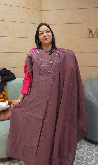 Salwar suit set-Dusty Blue shade Search code 6353