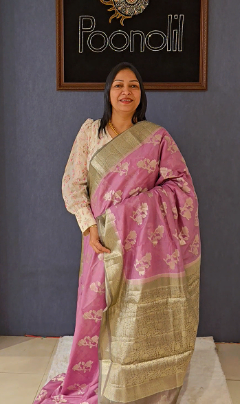 Masrai Cotton Saree - Lavender to green  shade  Search code 3623