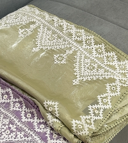 Organza Saree - pista green shade Search code 4201