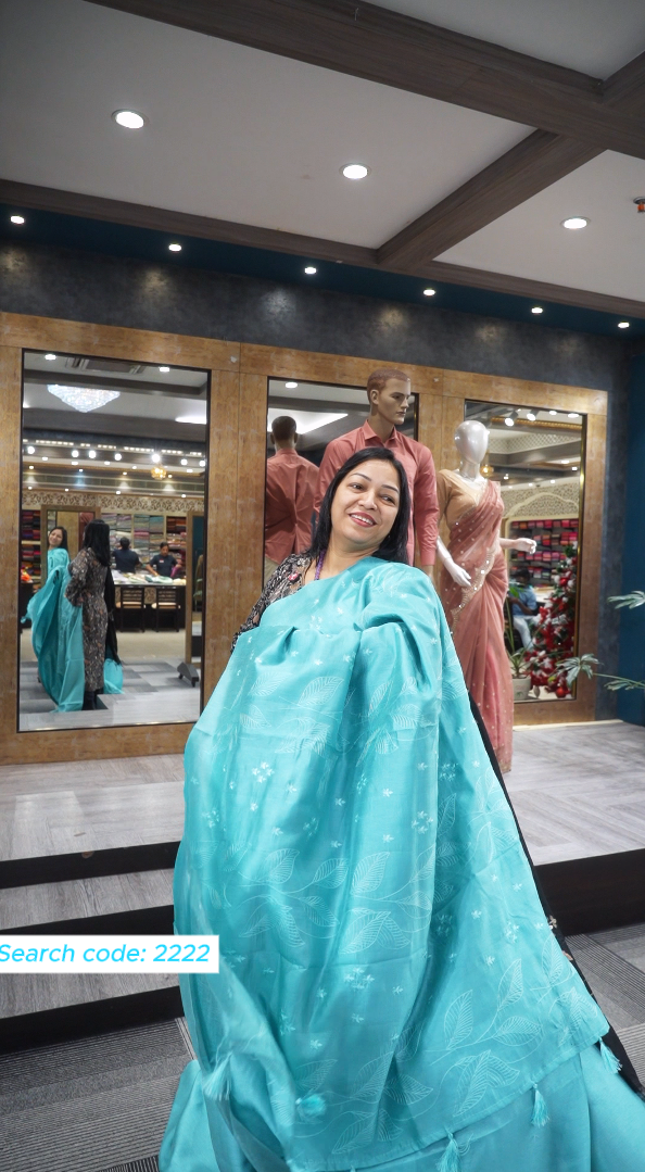 Semi Tussar Saree -Mary blue  color Search code 2222