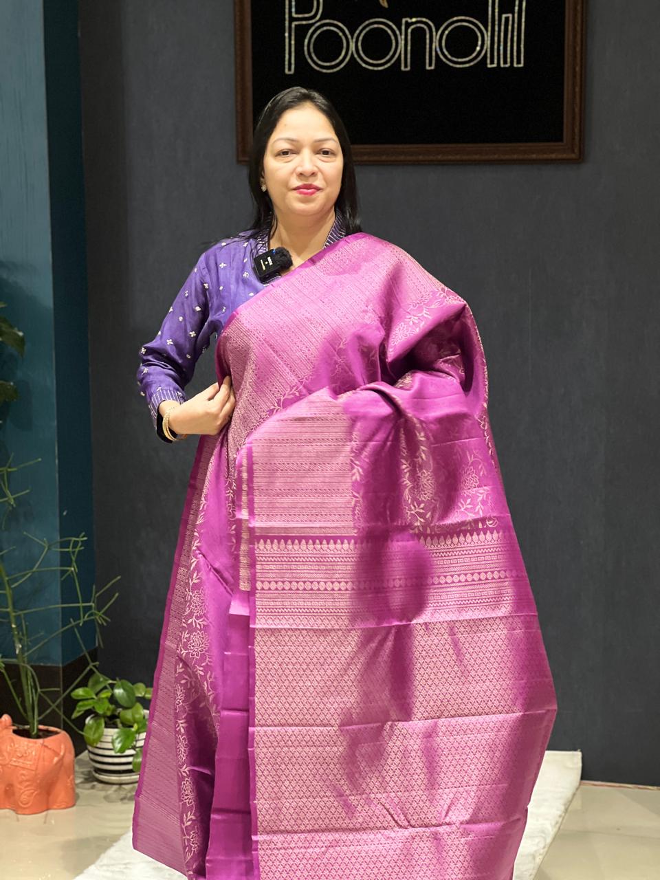 Buy KANCHIPURAM SAREE Vadamali shade Search code 8101 Online