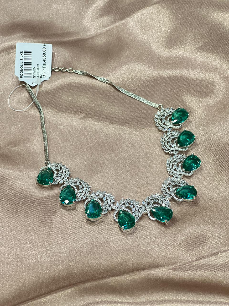 Necklace Set - AD Stone Green color Search code 4201