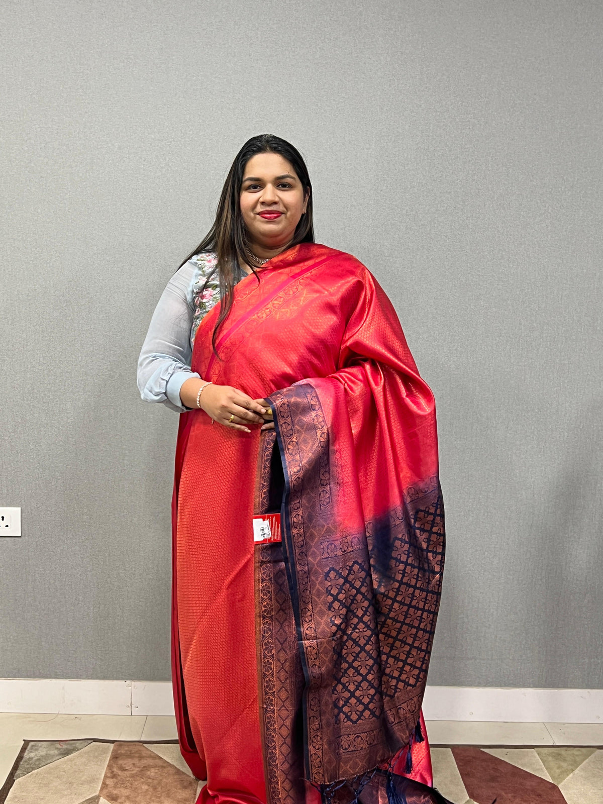 SOFT SILK SAREE  - Dark red to Navy blue   shade  Search code 7501