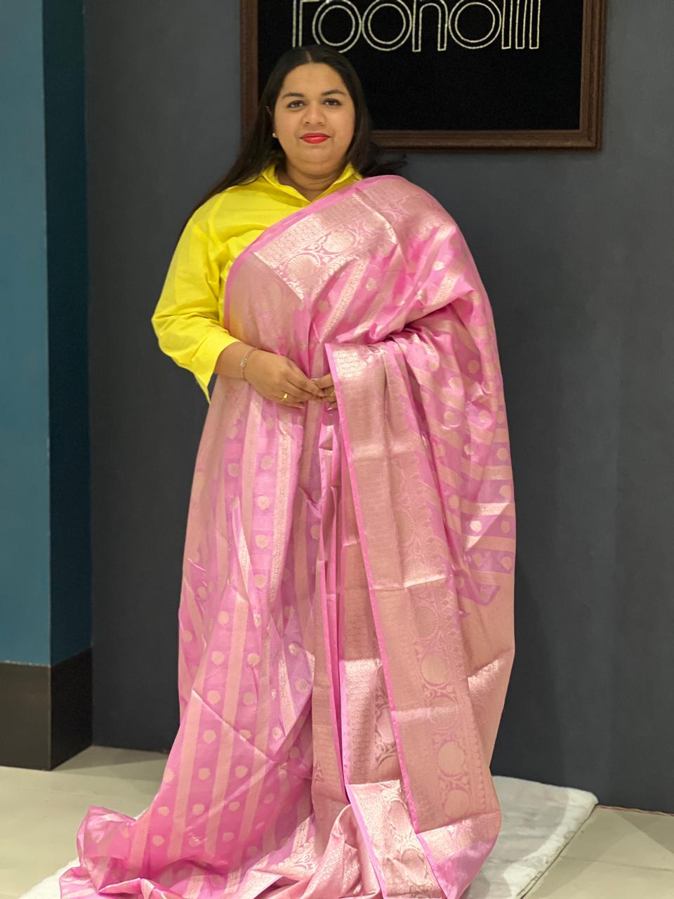 Banarasi sarees -Pink  color Search code 3307