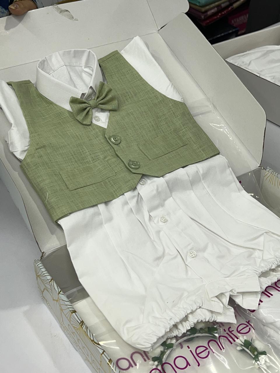 Baptism set  -  White and Green shade  Search code 8015