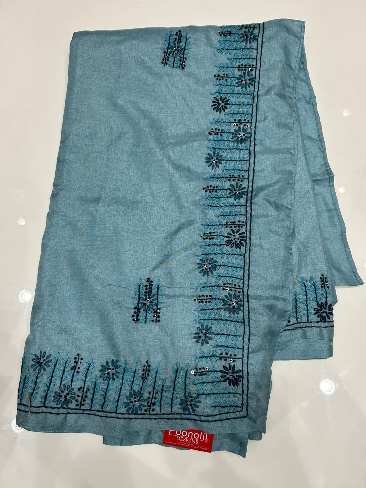 Tussar Saree - Powder blue shade Search code 4655