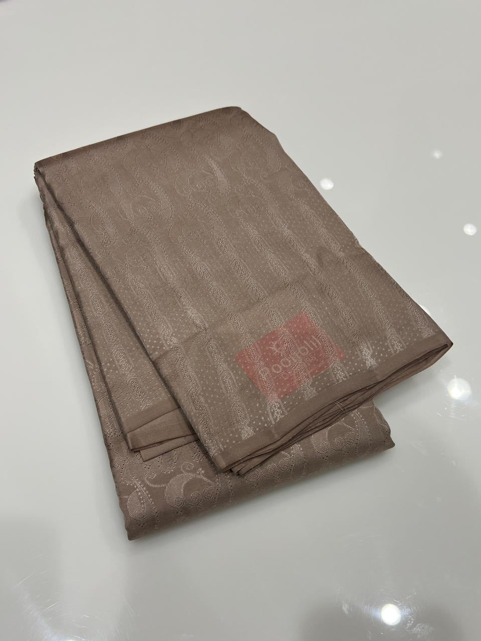 KANCHIPURAM SAREE - Light chocolate shade Search code 7584