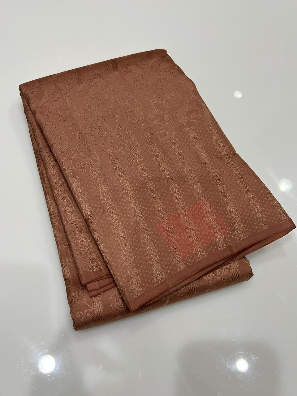 KANCHIPURAM SAREE - Dusty brown shade Search code 7585