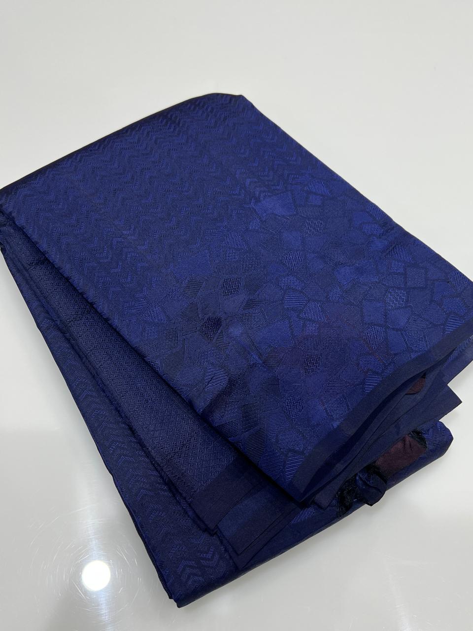 KANCHIPURAM SAREE -Navy blue  shade Search code 7593