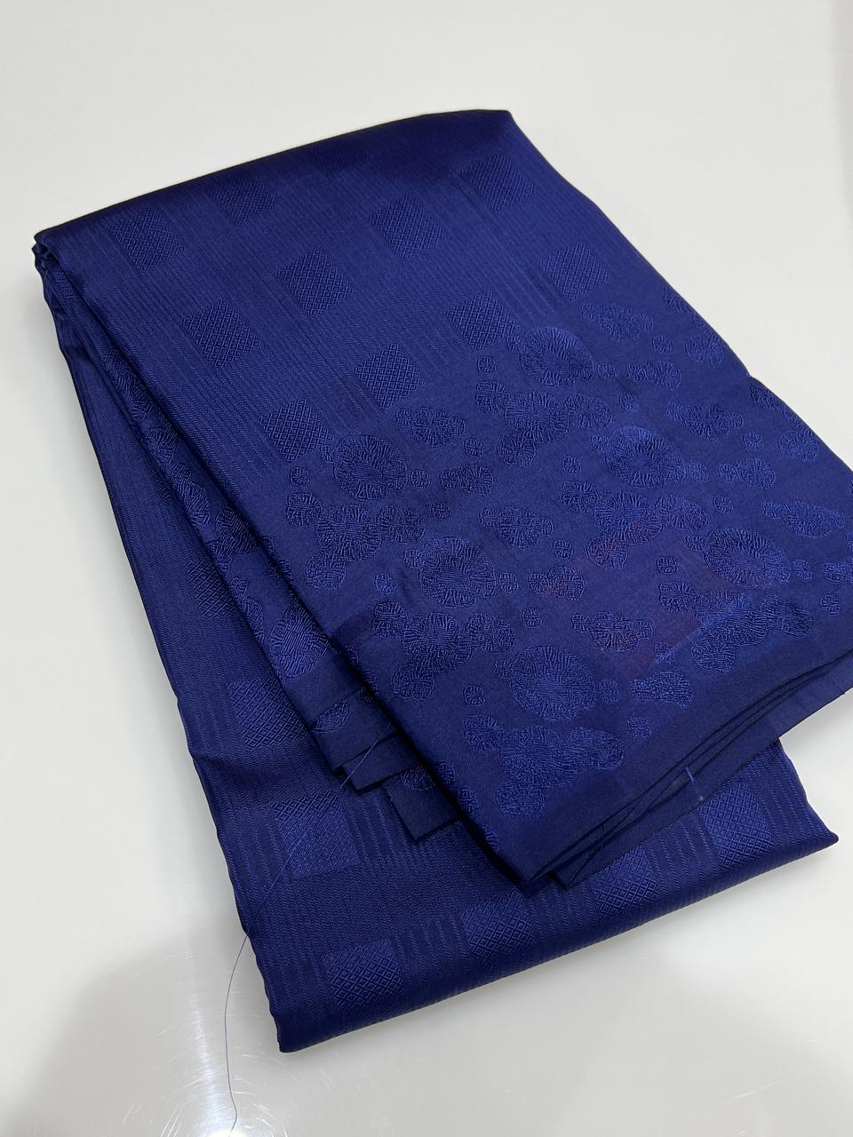 KANCHIPURAM SAREE -Navy blue  shade Search code 7603