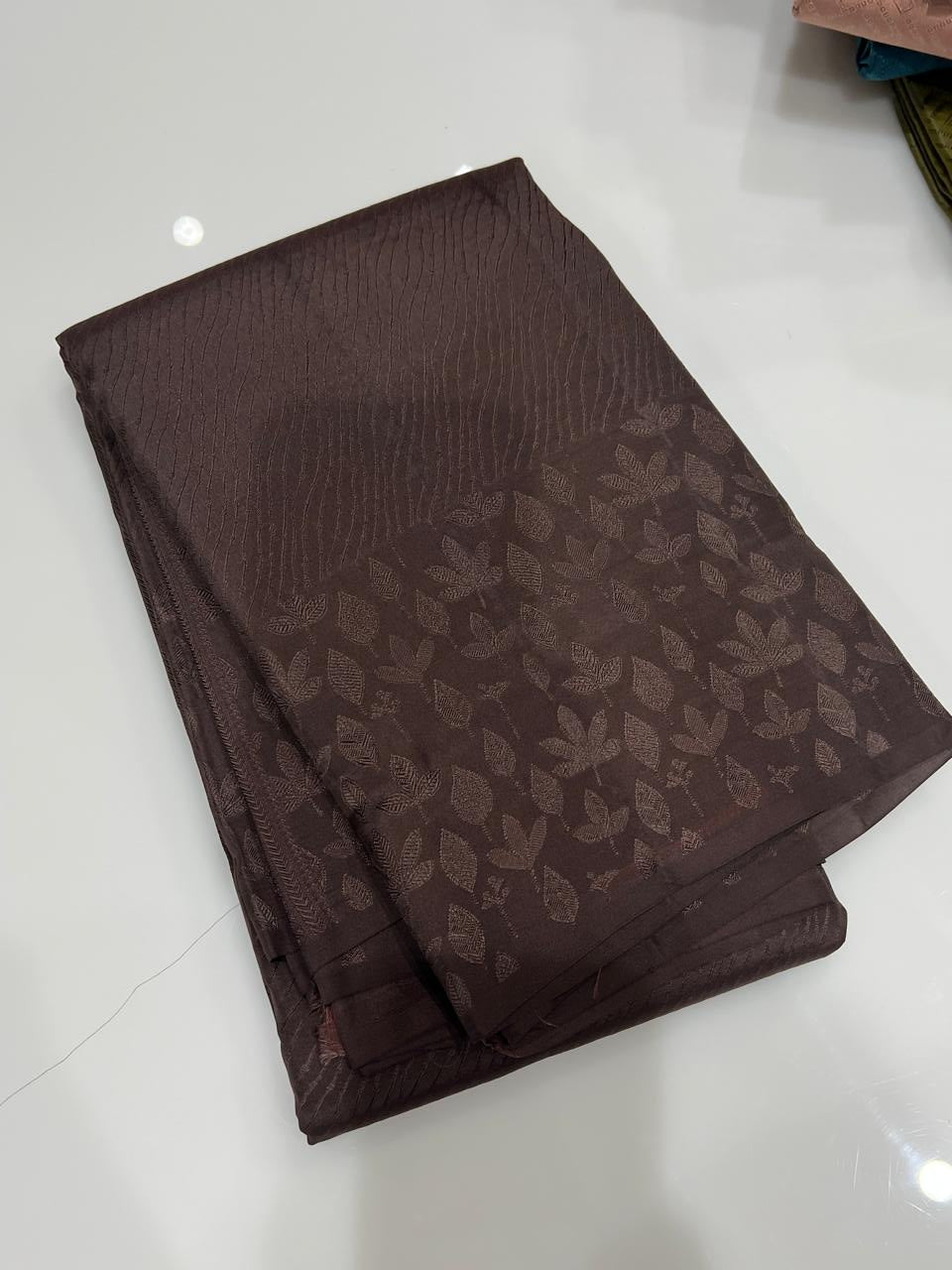 KANCHIPURAM SAREE -light chocolate shade Search code 7635