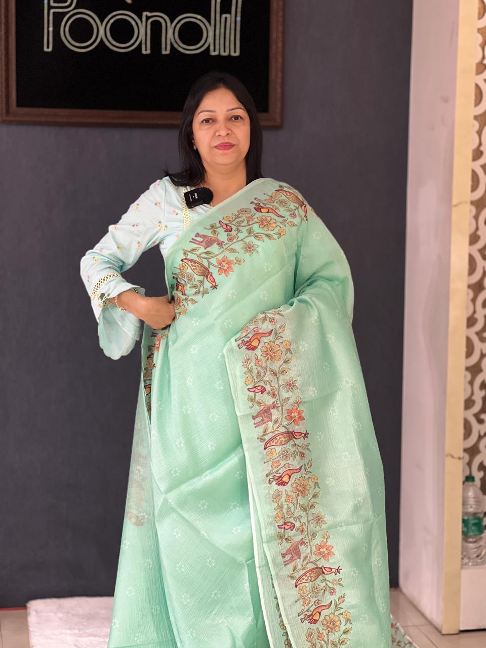 Fancy Saree -Green  color Search code 5658