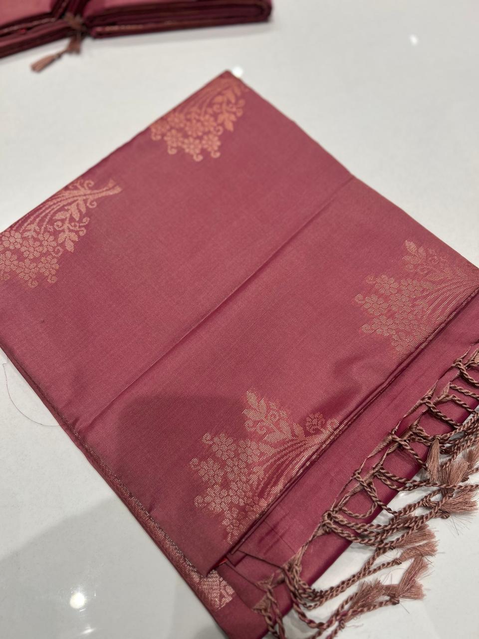 Semi Silk Saree -Onion   color Search code 3007