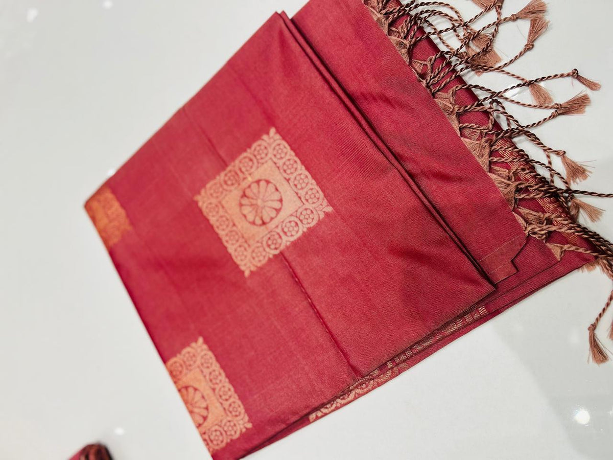 Semi Silk Saree -Onion  pink color Search code 3013