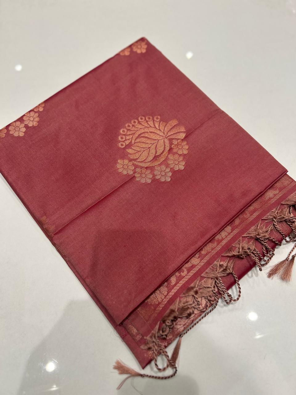 Semi Silk Saree -Onion  pink color Search code 3014