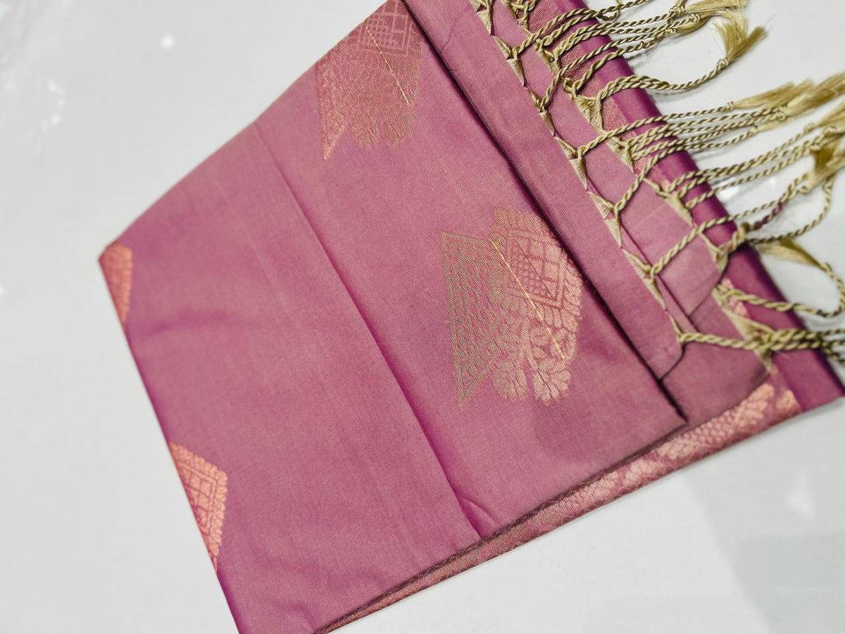 Semi Silk Saree -Dusty lavender  color Search code 3016