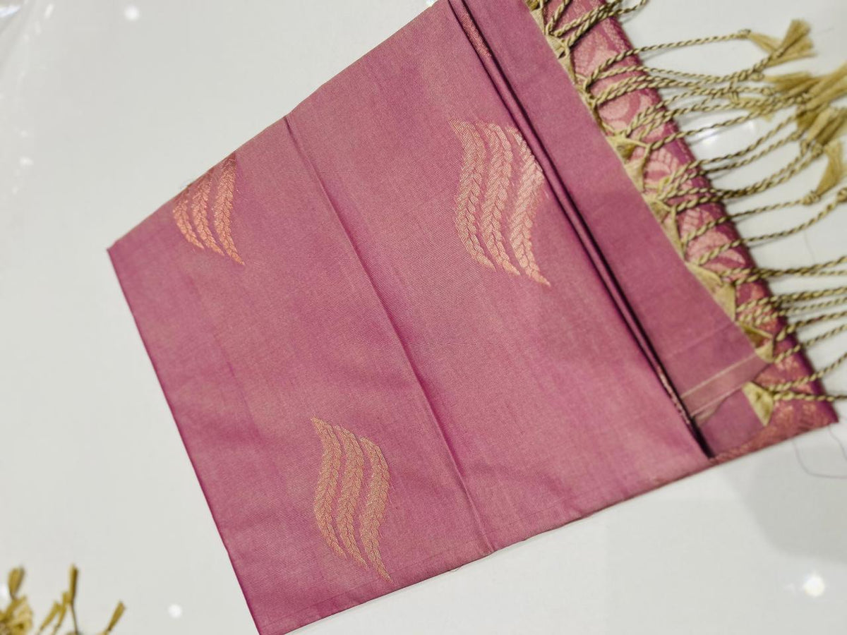 Semi Silk Saree -Dusty lavender  color Search code 3017