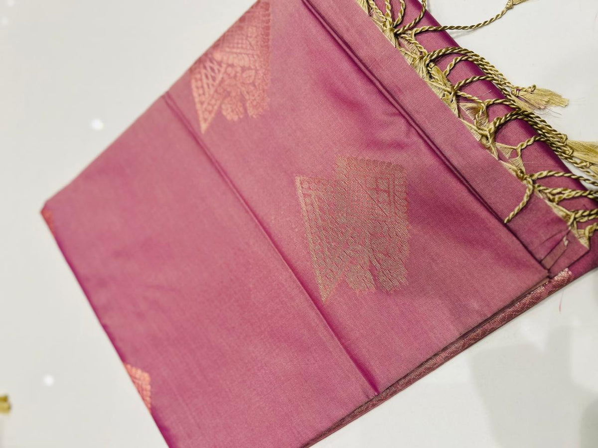 Semi Silk Saree -Dusty lavender  color Search code 3018