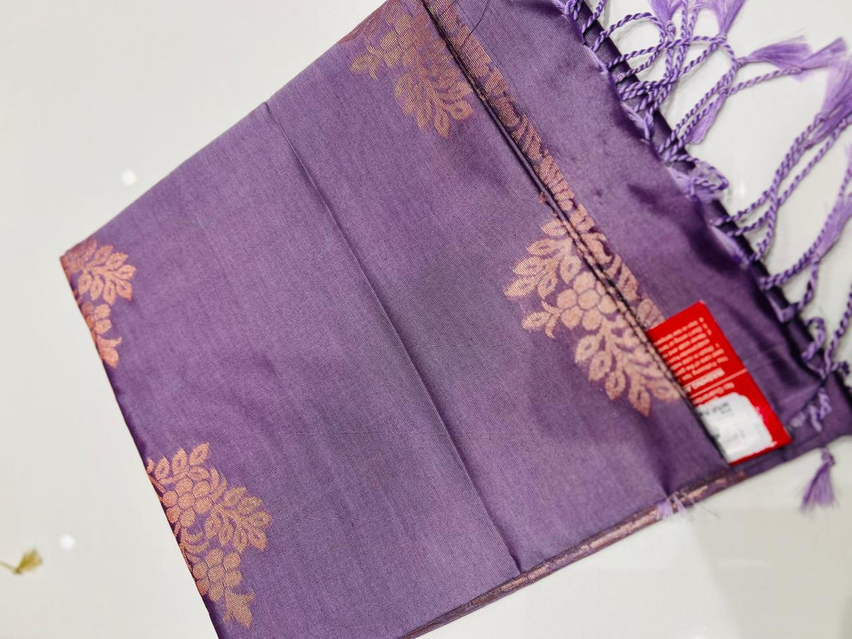 Semi Silk Saree -lavender  color Search code 3019