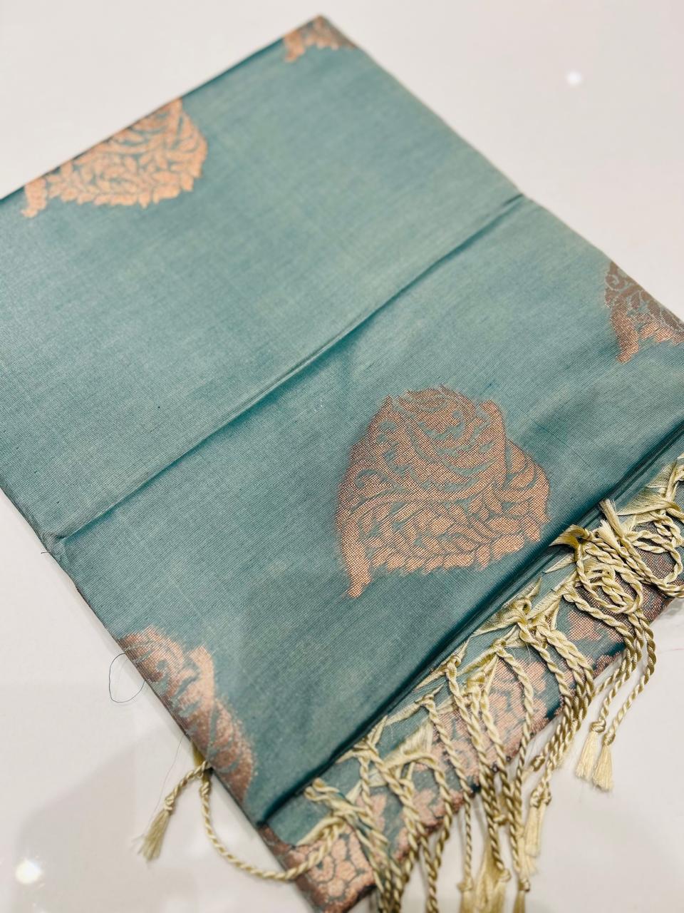 Semi Silk Saree -Blue color Search code 3021