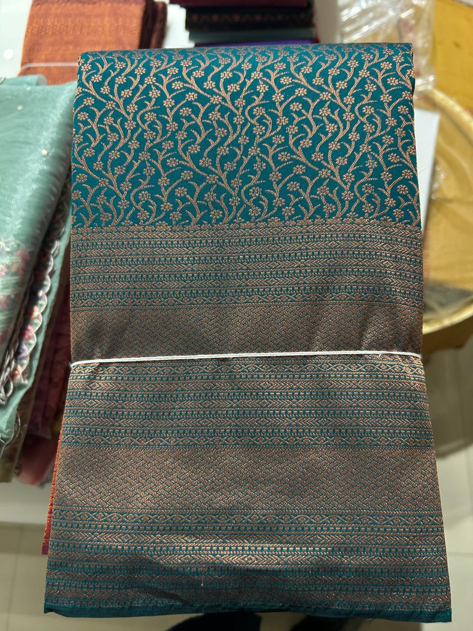 KANCHIPURAM SAREE -Green  shade Search code 7670