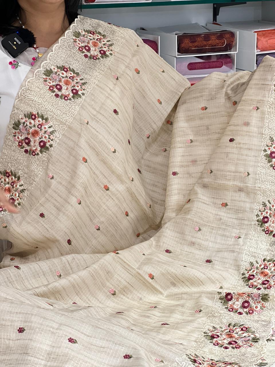 Net Cotta Saree -Chiku shade Search code  7300