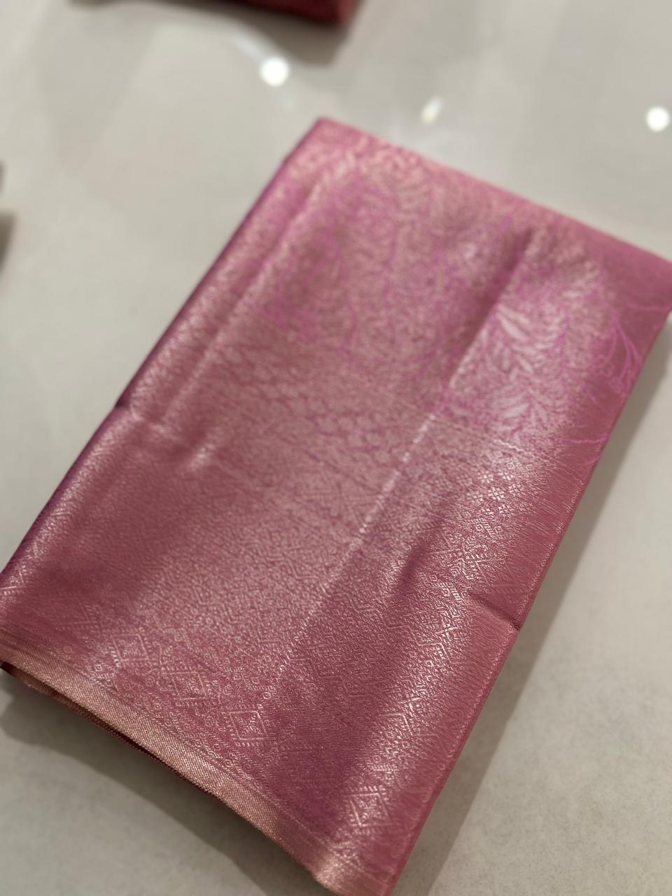 Tissue  saree -Lotus Pink color Search code 1004