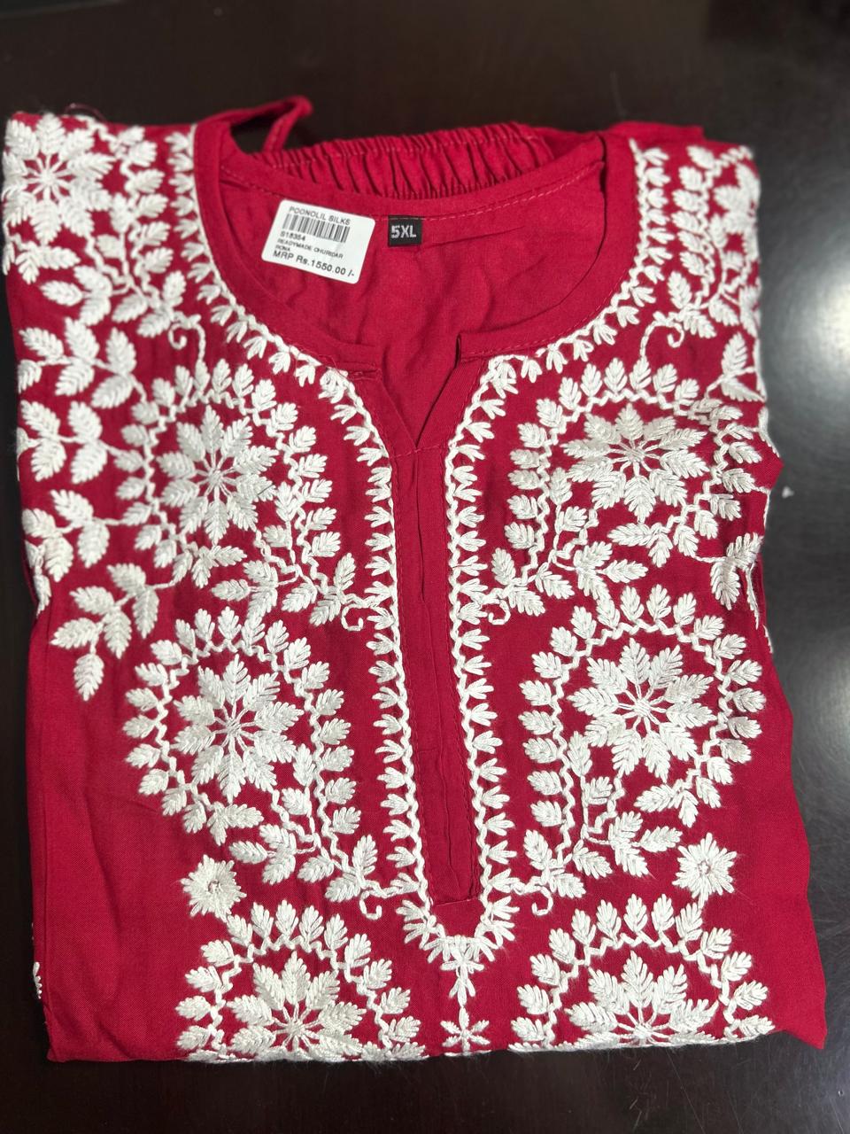 Chikankari Salwar Suit -Red and white  shade Search code 8705