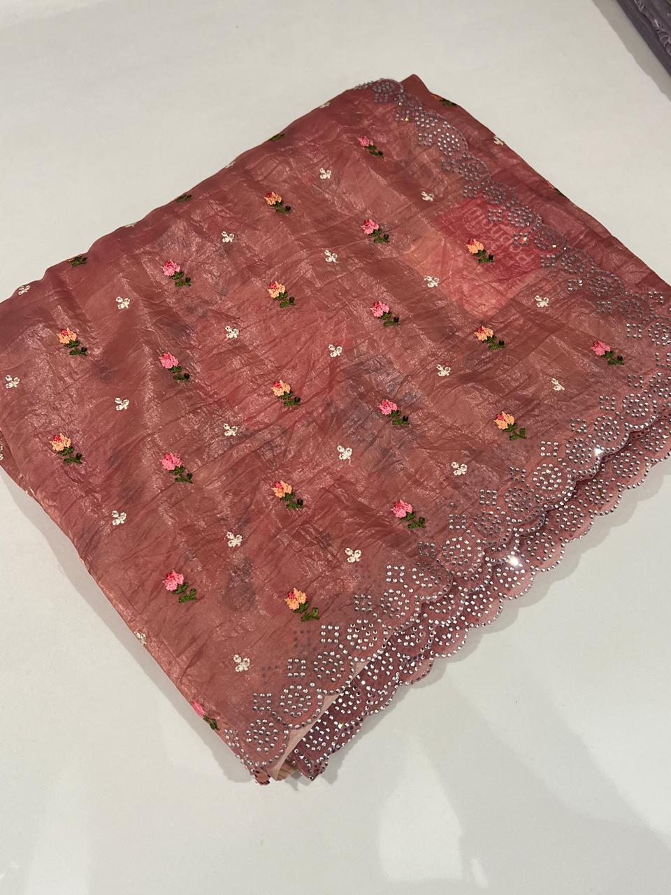 Fancy Saree -Onion pink color Search code 9175