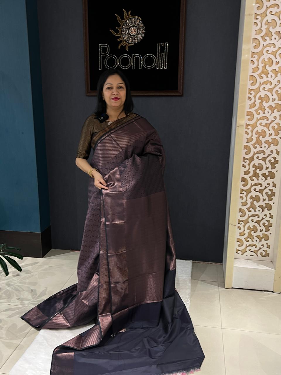 BROCADE SAREE-Dark Coffee brown Search code 6225