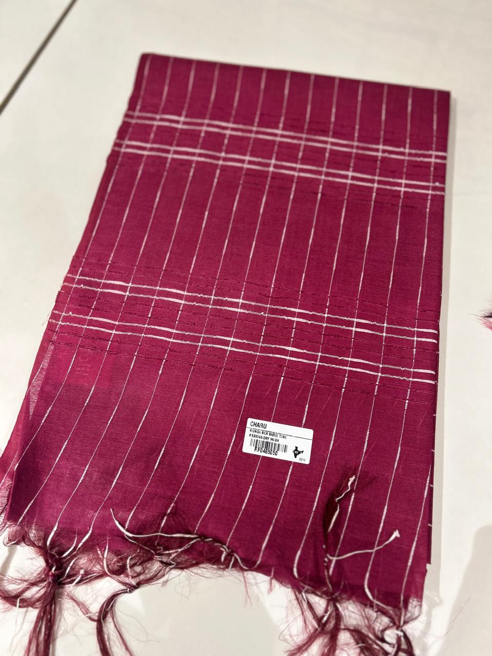 SEMI TUSSAR SAREE   -Burgundy color Search Code 5110