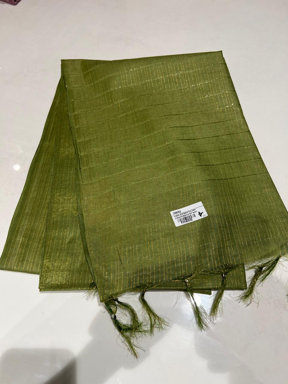 SEMI TUSSAR SAREE   - Green color Search Code 1008