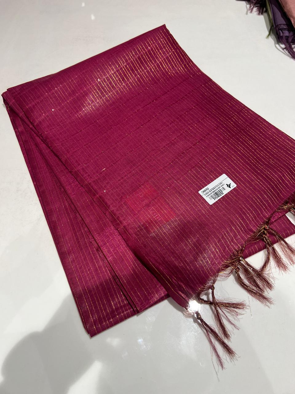 SEMI TUSSAR SAREE   - Burgundy color Search Code 1011