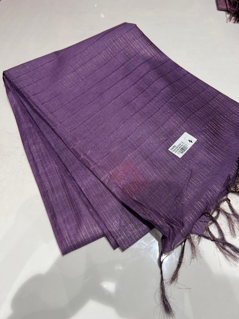 SEMI TUSSAR SAREE   - Plum purple color Search Code 1009