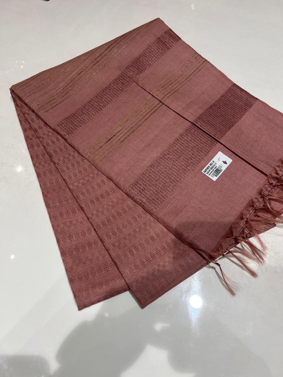 SEMI TUSSAR SAREE   -Dusty onion color Search Code 1021