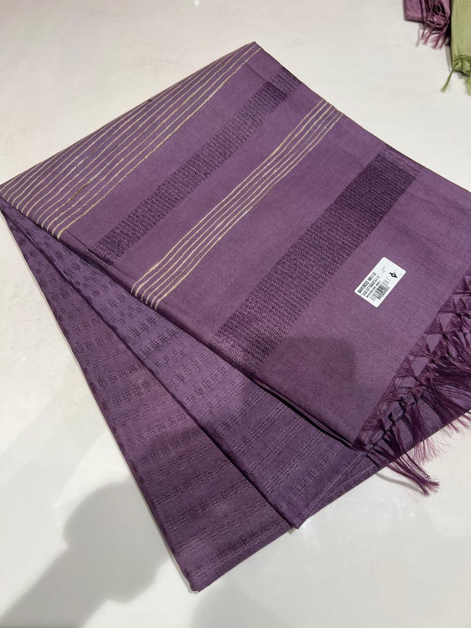 SEMI TUSSAR SAREE   -Lavender color Search Code 1023