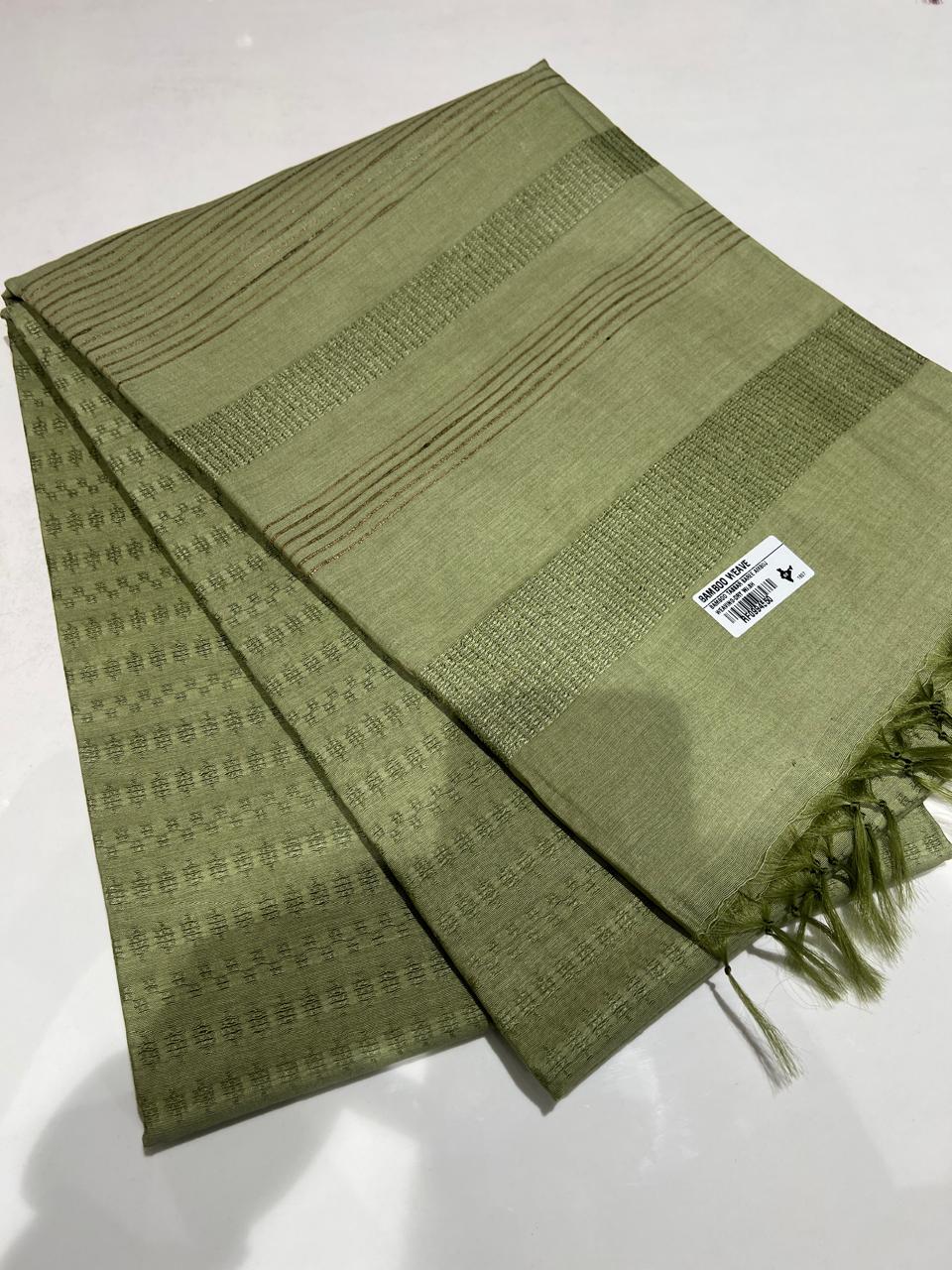 SEMI TUSSAR SAREE   -Dusty green color Search Code 1024