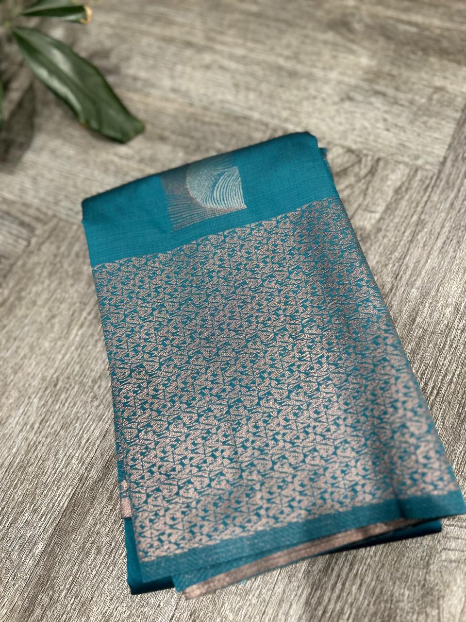 KANCHIPURAM PURE MIX SAREE -Blue   shade Search code 6001