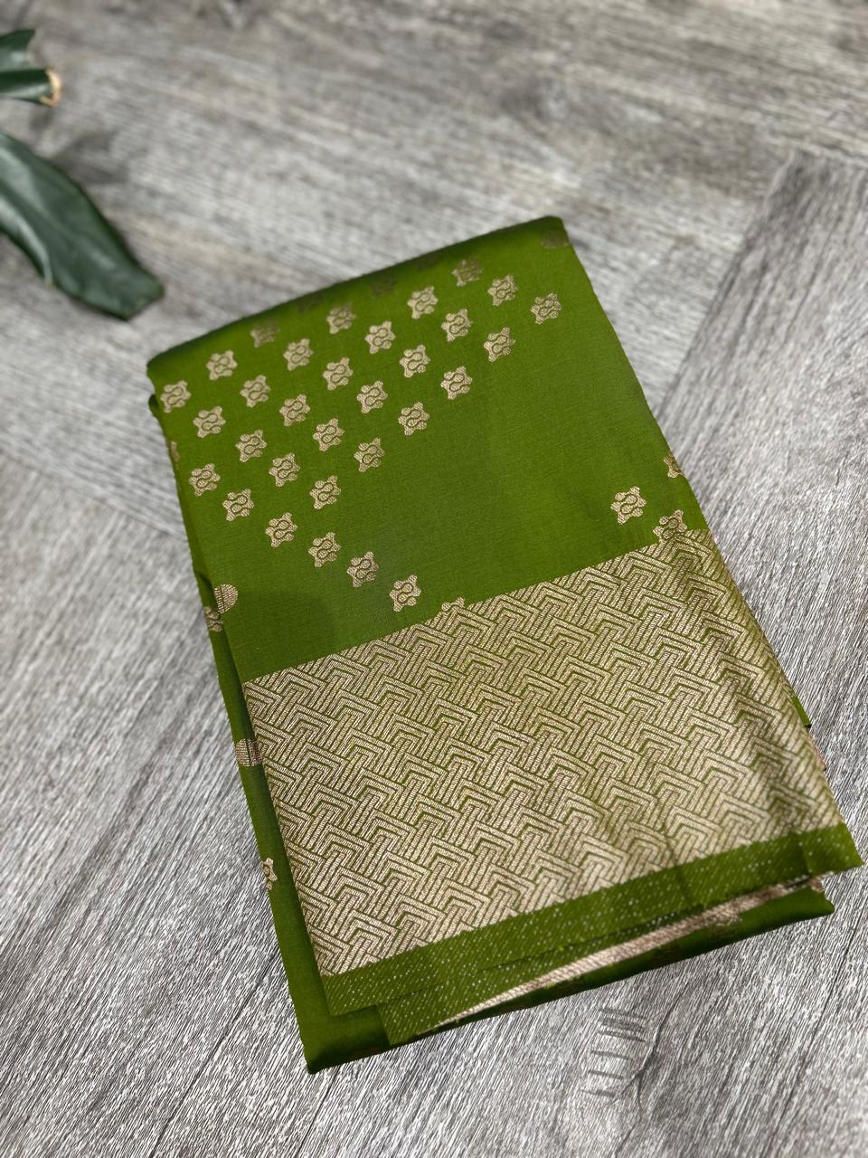 KANCHIPURAM PURE MIX SAREE -Green shade Search code 6015