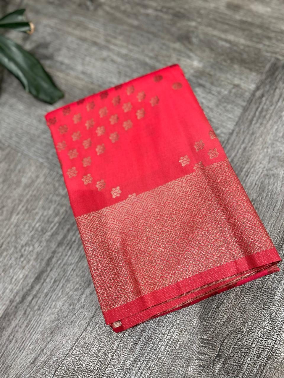 KANCHIPURAM PURE MIX SAREE -Brick   shade Search code 6018