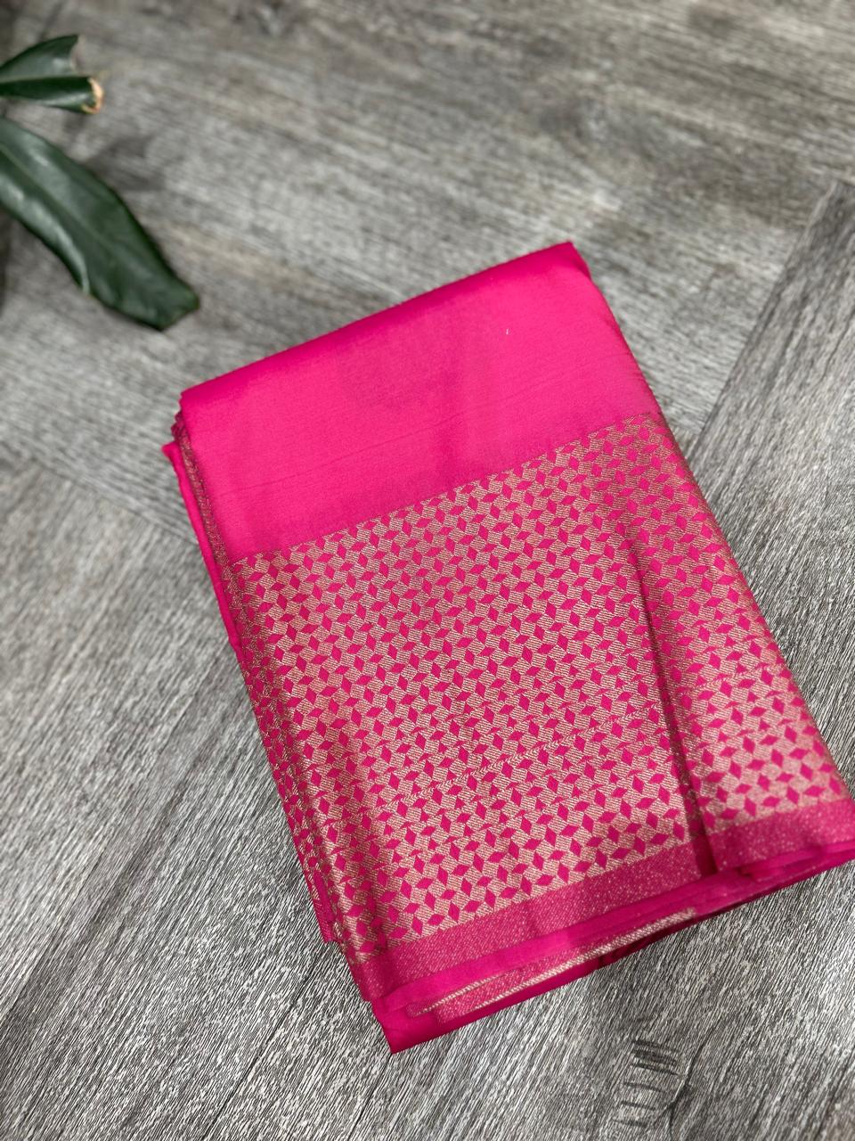 KANCHIPURAM PURE MIX SAREE -Pink shade Search code 6026