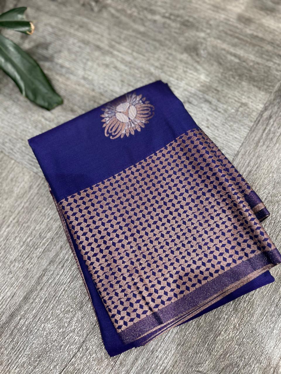 KANCHIPURAM PURE MIX SAREE -Purple shade Search code 6021