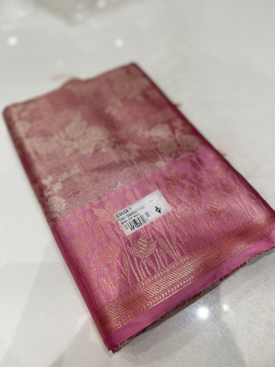 Banarasi Tissue Saree -Onion to Pink   shade  Search code 4008