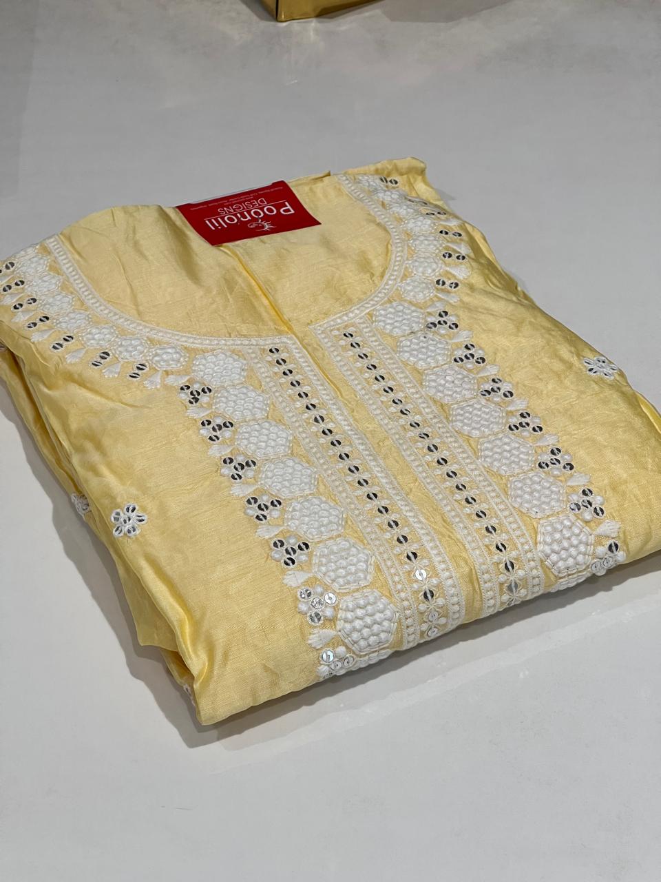 UNSTITCHED SALWAR SUIT SET-Yellow shade Search code 9017