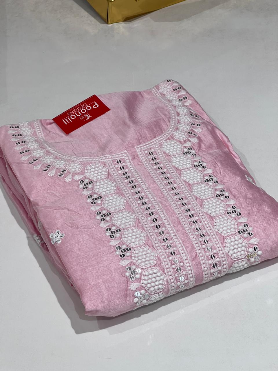 UNSTITCHED SALWAR SUIT SET-Pink shade Search code 9016