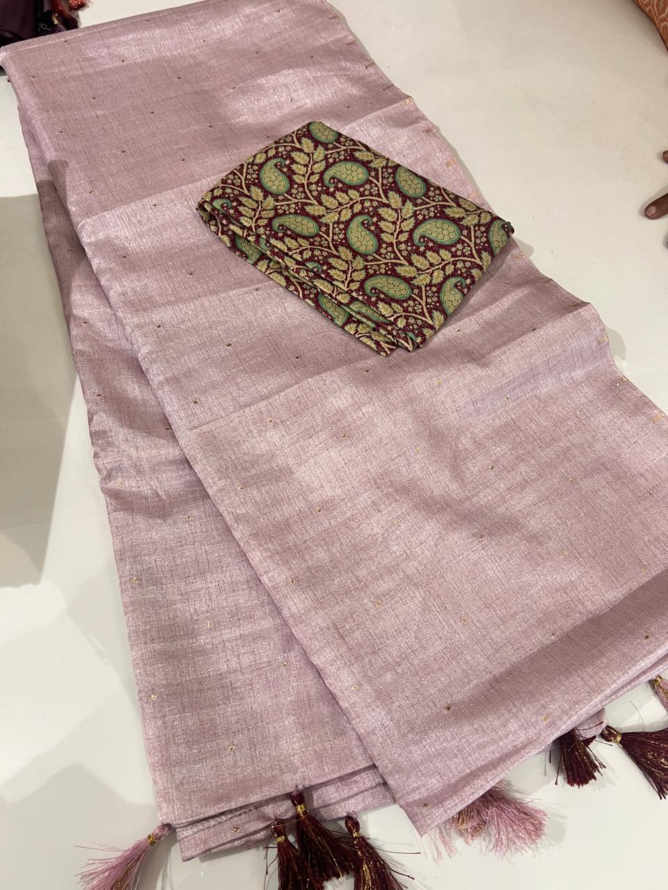 Fancy Saree -   Mauve  color Search code 7003