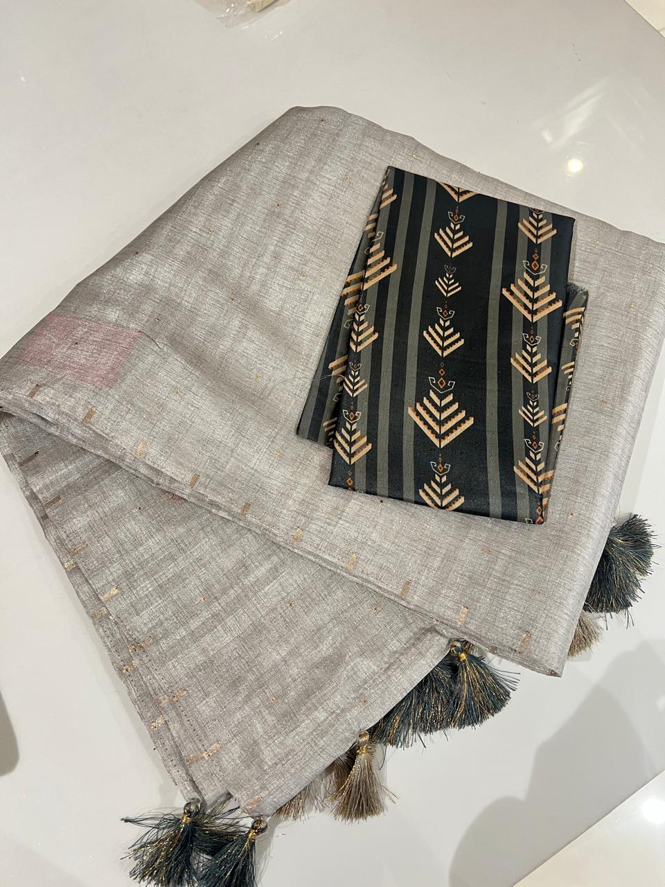 Fancy Saree -   Gray color Search code 7000