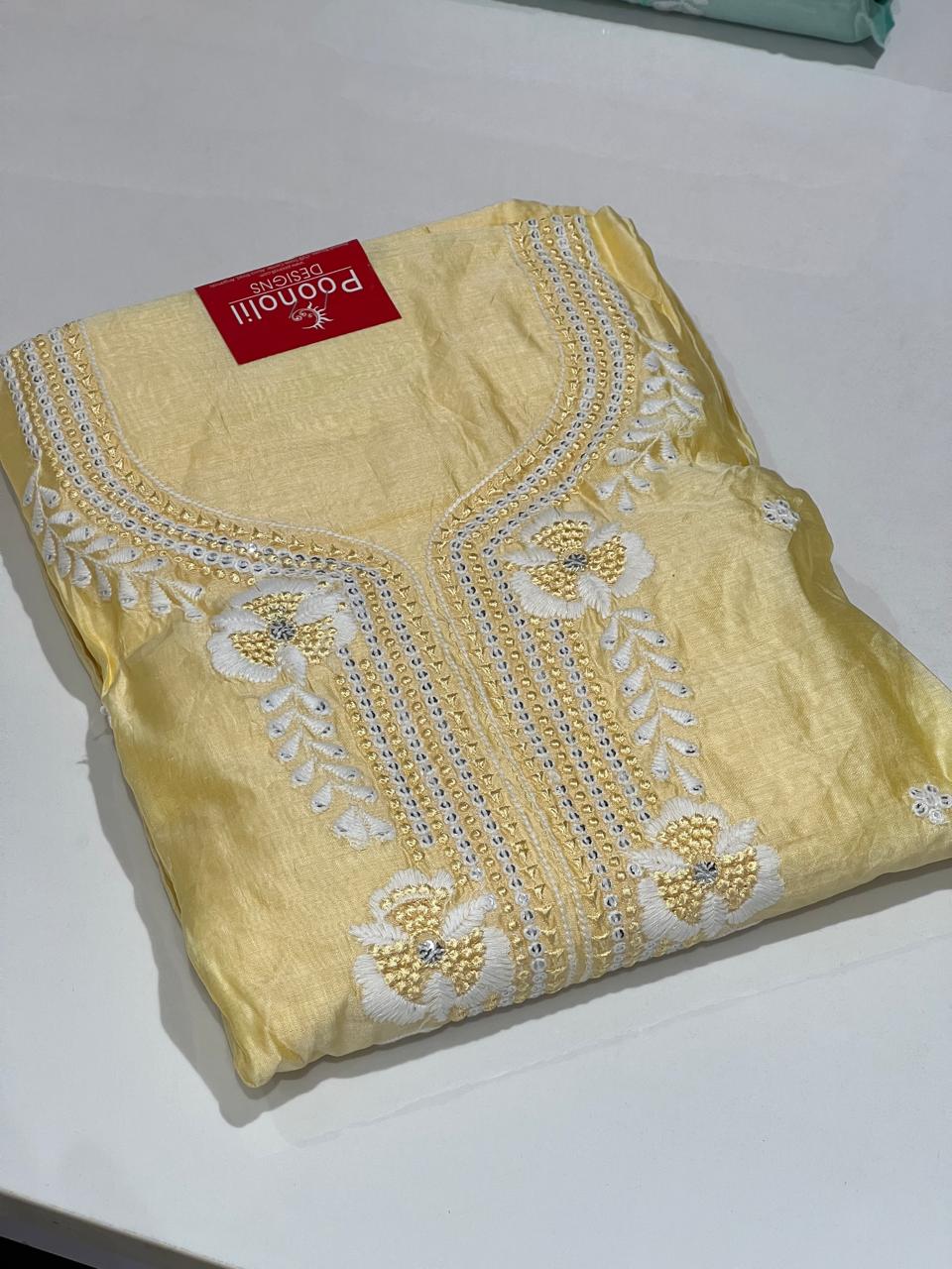 UNSTITCHED SALWAR SUIT SET-Yellow shade Search code 9015